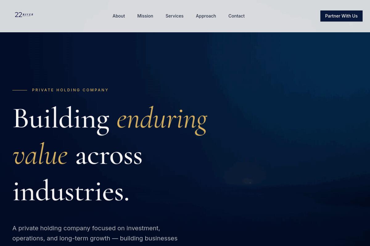 22 River website screenshot