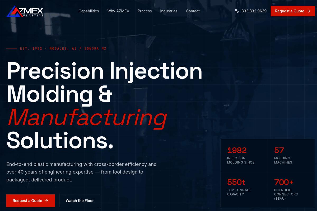 Azmex Plastics website screenshot